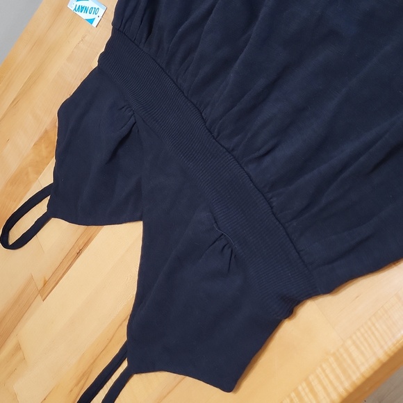 Old Navy Black V Neck Adjustable Spaghetti Strap Cinched Dress 100% Cotton - Picture 9 of 10